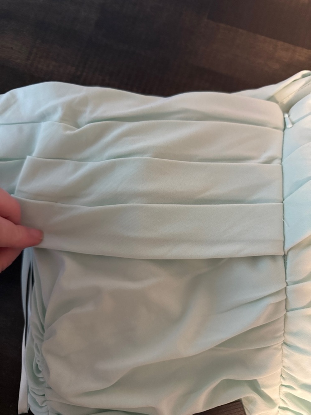 Mac Duggal IEENA Mint One Shoulder Side Gathered MIDI Dress Size 8 Formal - Picture 9 of 12